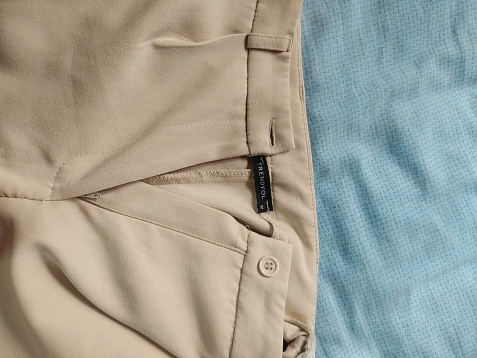 Bej Midi Kumaş Kadın Pantolon - Görsel 2