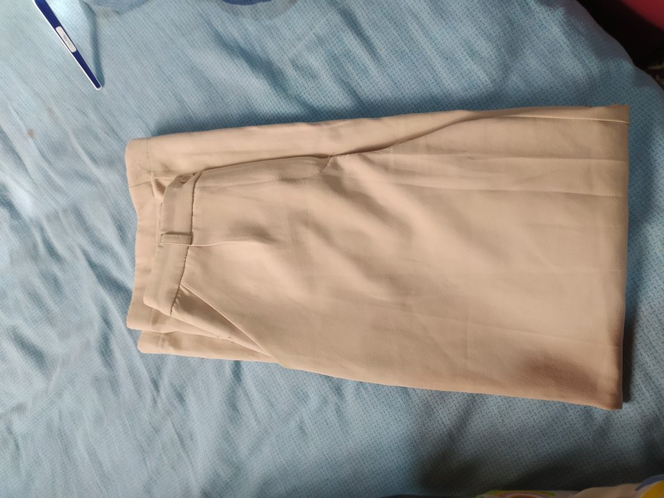 Bej Midi Kumaş Kadın Pantolon - Görsel 5