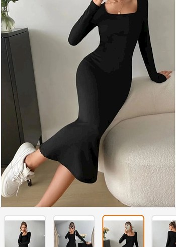 Siyah Uzun Kol Fitted Elbise - Görsel 4