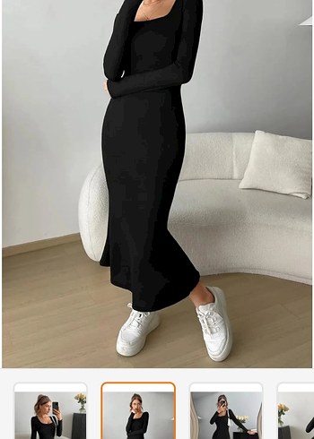 Siyah Uzun Kol Fitted Elbise - Görsel 2