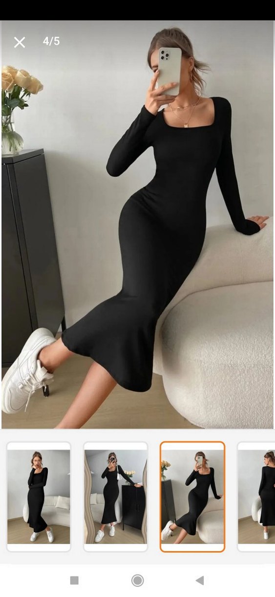 Siyah Uzun Kol Fitted Elbise - Görsel 4