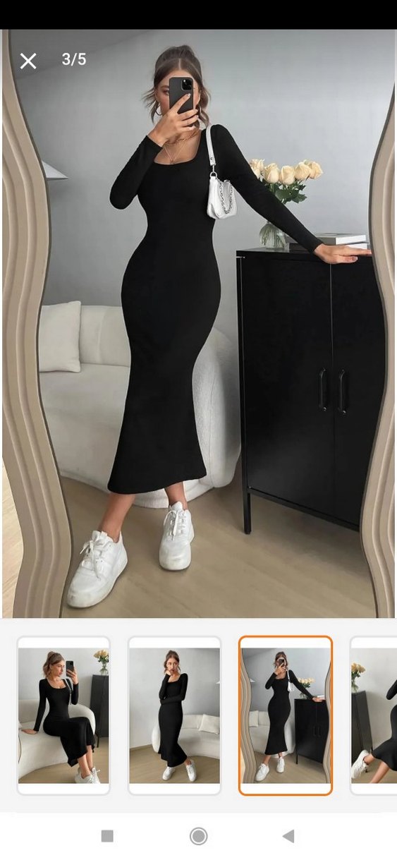 Siyah Uzun Kol Fitted Elbise - Görsel 3