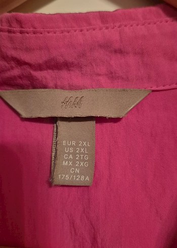 H&M H&M 2 XL Pembe Düğmeli Uzun Kollu Midi Kadın Gömlek