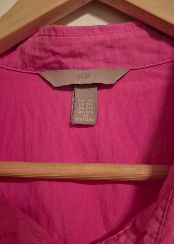 xxl Beden H&M 2 XL Pembe Düğmeli Uzun Kollu Midi Kadın Gömlek