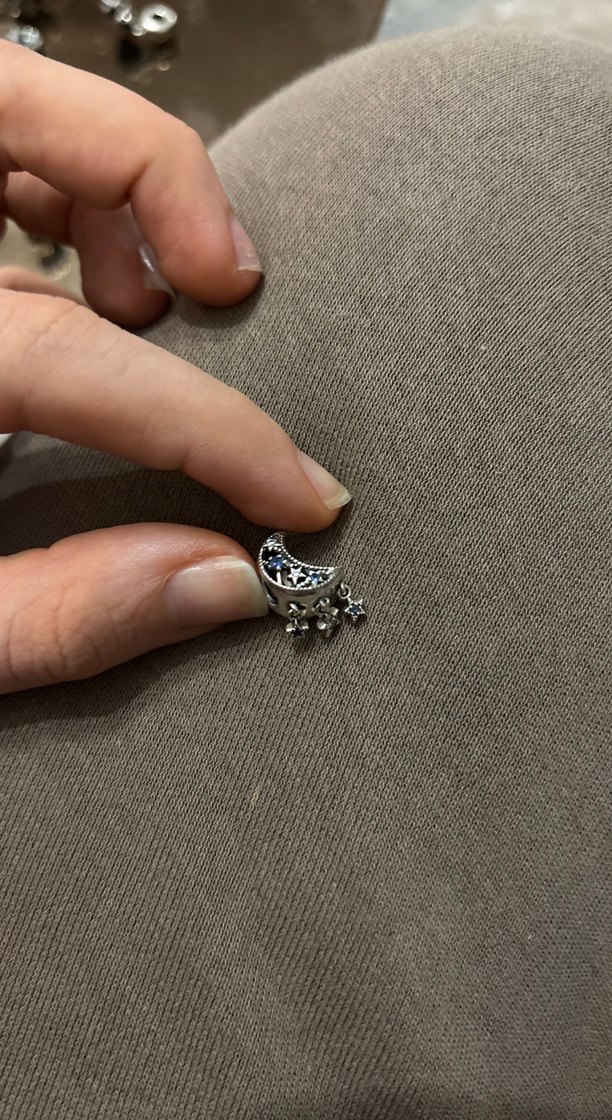 Gri Ay ve Yıldız İşlemeli pandora charm - Görsel 3