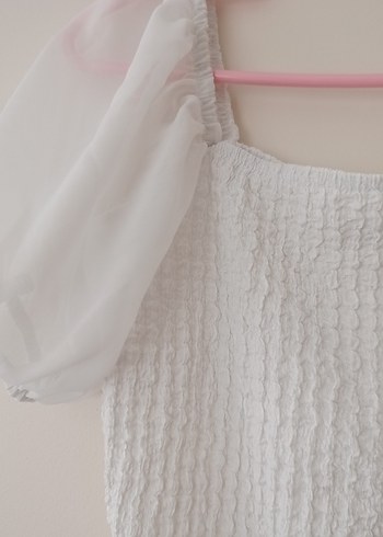 Zara Beyaz Fırfırlı Mini Kadın Bluz