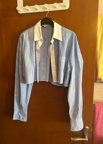Kadın Mavi Mini Denim Gömlek