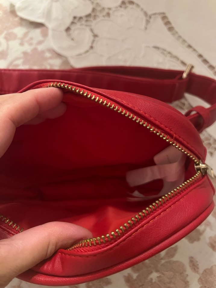 Kemerli Kırmızı Kadın Deri Çapraz Çanta - Görsel 2