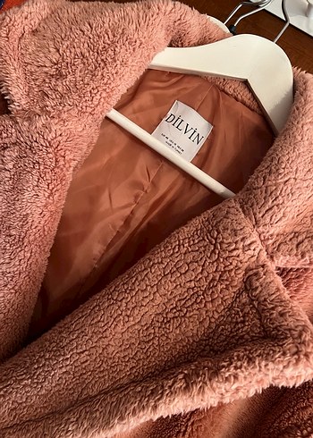 Pembe Midi Peluş Kadın Kaban - Görsel 2