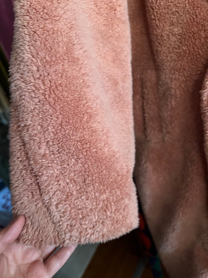 Pembe Midi Peluş Kadın Kaban - Görsel 3