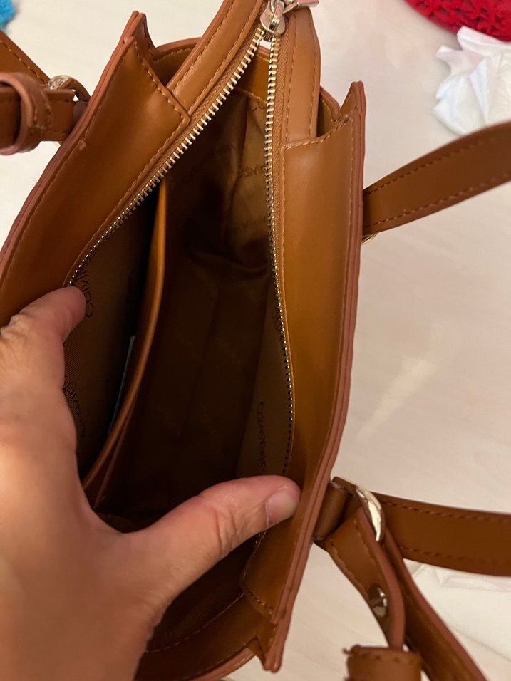 Kahverengi Deri Kadın Omuz Çantası - Görsel 4