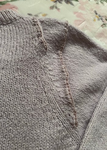 Bohem lila Örgü Kadın Kazak - Görsel 5