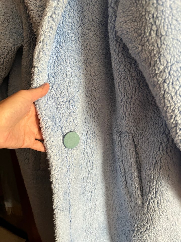 Mavi Midi Kadın Peluş Kaban - Görsel 2