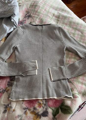 Çizgili Uzun Kollu Triko Bluz - Görsel 4