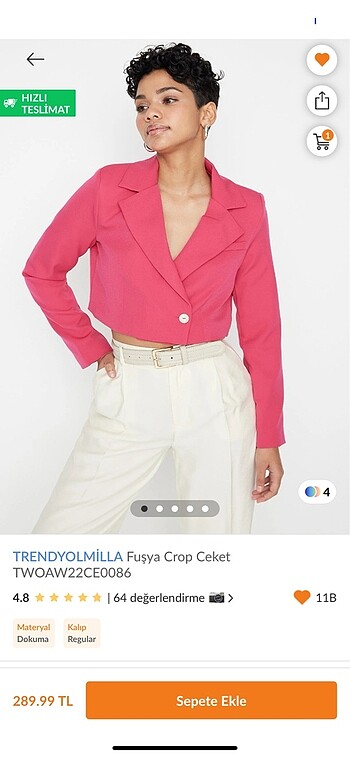 Pembe crop blazer ceket