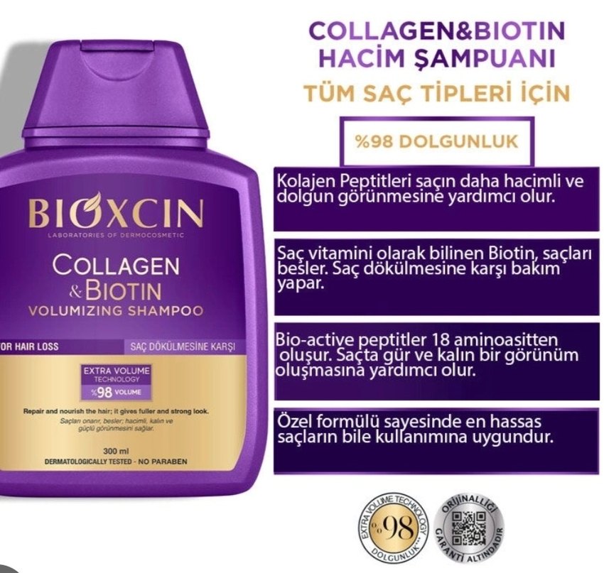 Bioxcin Kolajen & Biotin Hacim Şampuanı -Dökülme Karşıtı Şampuan - Görsel 5