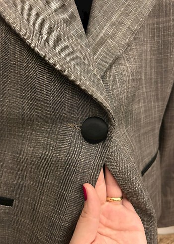 Adil Işık Düğmeli gri Kadın Blazer Ceket - Görsel 8