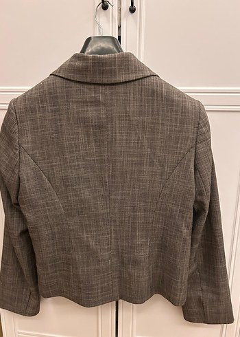 Adil Işık Düğmeli gri Kadın Blazer Ceket - Görsel 5