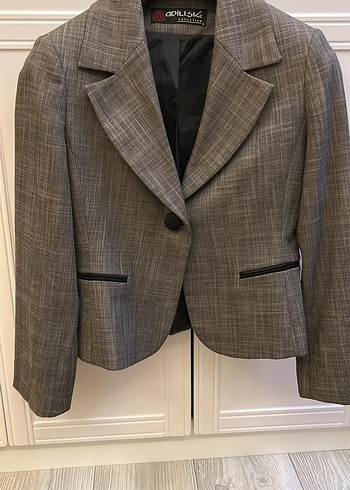 Adil Işık Düğmeli gri Kadın Blazer Ceket - Görsel 3