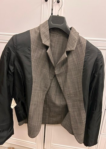 Adil Işık Düğmeli gri Kadın Blazer Ceket - Görsel 9