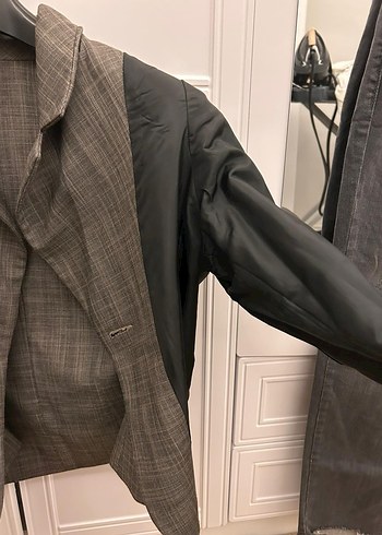 Adil Işık Düğmeli gri Kadın Blazer Ceket - Görsel 11