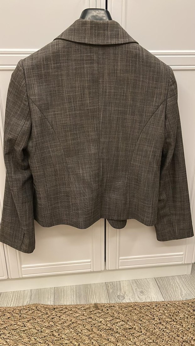 Adil Işık Düğmeli gri Kadın Blazer Ceket - Görsel 4