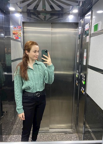 Yeşil Örgü hırka - Görsel 4