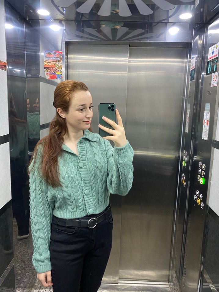 Yeşil Örgü hırka - Görsel 3