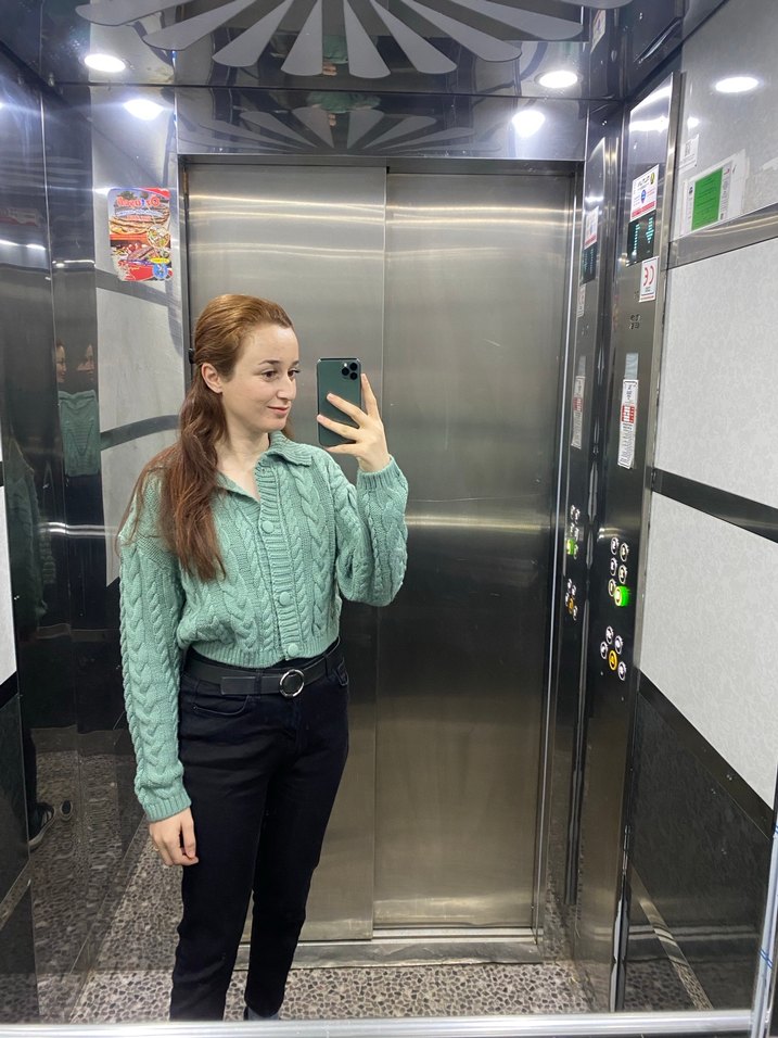 Yeşil Örgü hırka - Görsel 4