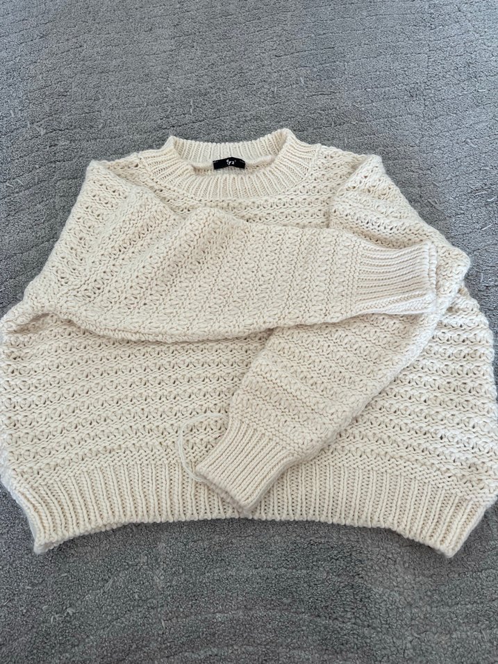 Beyaz Örgü Kadın Kazak - Görsel 3