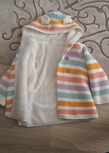 Kız Çocuk Çok Renkli Kapüşonlu Triko Hırka - Görsel 3