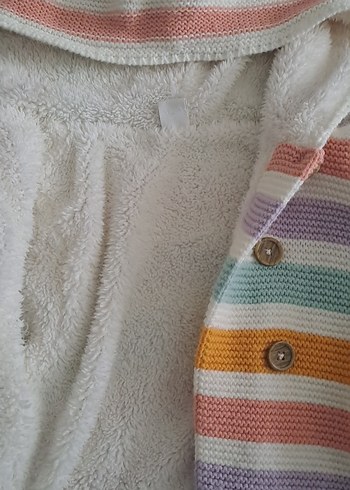 Kız Çocuk Çok Renkli Kapüşonlu Triko Hırka - Görsel 4