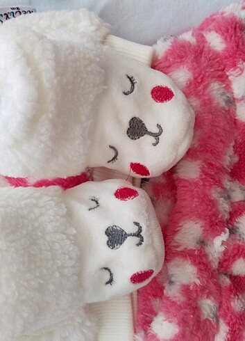 1,5 Yaş Beden pembe Renk Bebek peluş pijama takımı