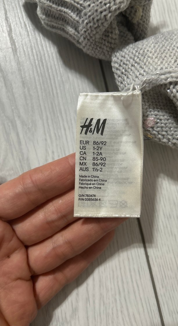 Gri Nakışlı Kız Eldiveni H&M 1-2 yaş - Görsel 4