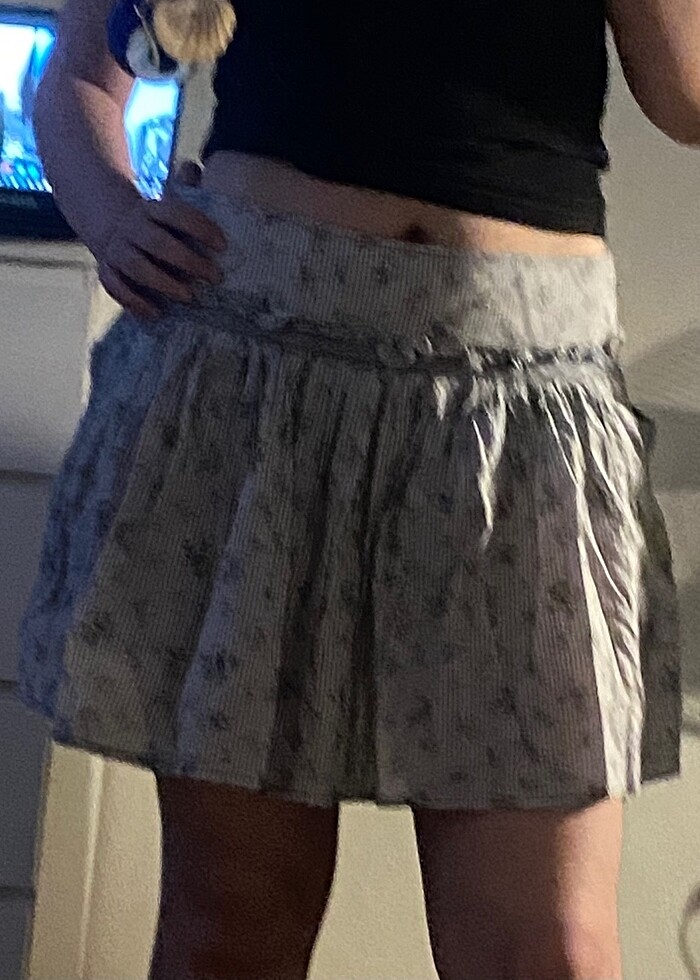 fırfırlı mavi çiçekli elbise - Görsel 2