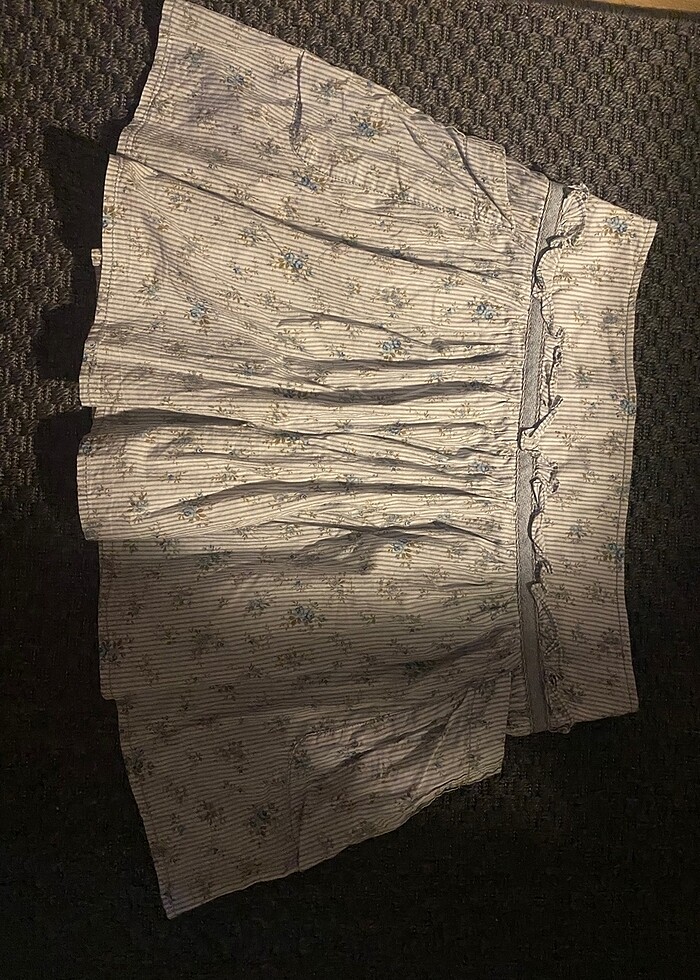 fırfırlı mavi çiçekli elbise - Görsel 4