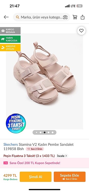 Skechers pudra pembe terlik