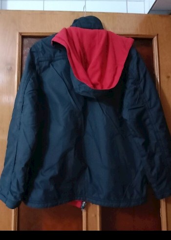 Fermuarlı, Yüksek Yakalı Kırmızı Siyah Erkek Mont - Görsel 2