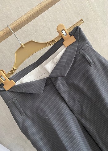 Gri Pilili Kadın Kumaş Pantolon - Görsel 4