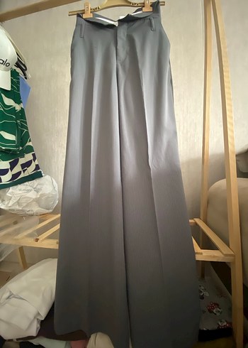 Gri Pilili Kadın Kumaş Pantolon - Görsel 5