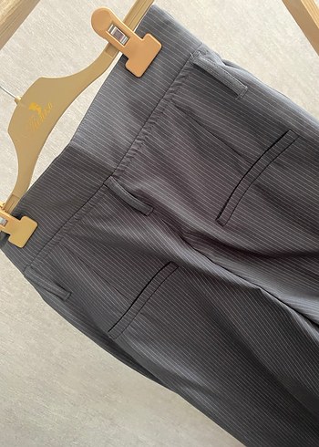 Gri Pilili Kadın Kumaş Pantolon - Görsel 6