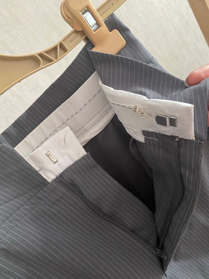 Gri Pilili Kadın Kumaş Pantolon - Görsel 3