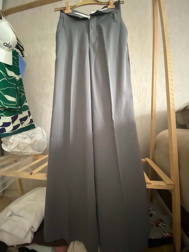 Gri Pilili Kadın Kumaş Pantolon - Görsel 5