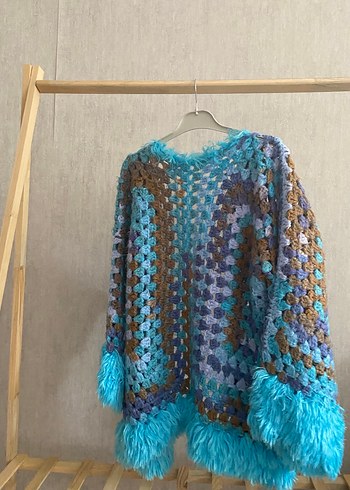 Uzun Kollu Bohem Örgü Hırka - Görsel 2