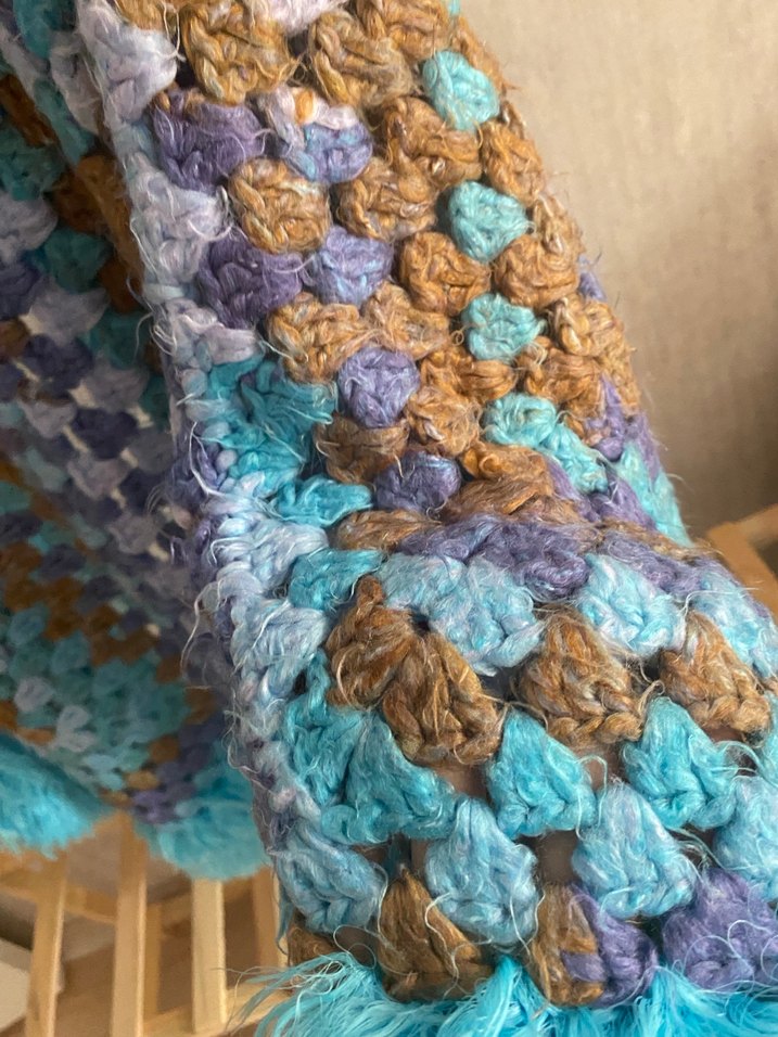 Uzun Kollu Bohem Örgü Hırka - Görsel 5