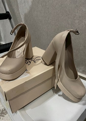 Bej Platform Topuklu Kadın Ayakkabı - Görsel 2