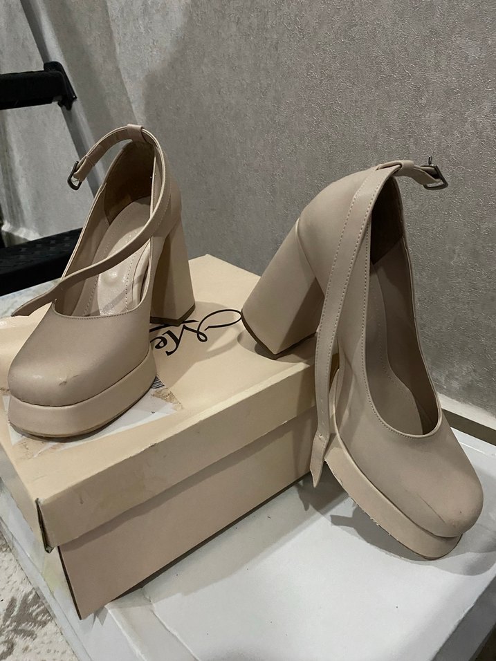 Bej Platform Topuklu Kadın Ayakkabı - Görsel 2