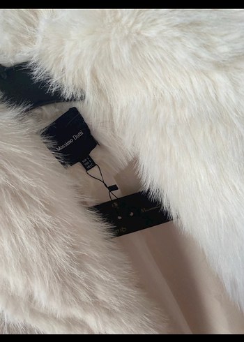 Kadın Beyaz Suni Kürk Midi Ceket - Görsel 4
