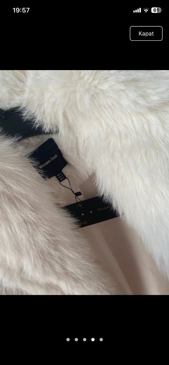 Kadın Beyaz Suni Kürk Midi Ceket - Görsel 4