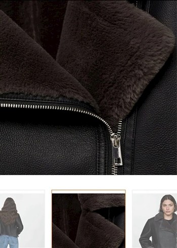 Kürklü Siyah Mini Deri Biker Ceket - Görsel 5